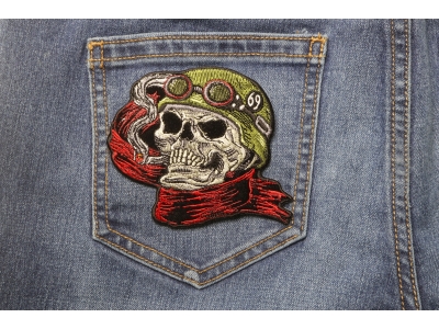 Helmet Skull Scarf Biker 69 Patch