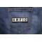 HMFIC Patch Black On White shown on jeans