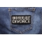 How Do You Spell Relief Divorce Patch shown on jeans