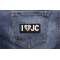 I Love JC Patch | Embroidered Patches I Love JC Patch shown on jeans