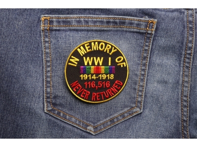 In Memory Of World War 1 Round Patch | US Military Veteran Patches