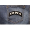 Iowa Patch Iowa Patch Iron on State Rocker shown on jeans