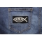 Jesus Fish Patch | Embroidered Patches Jesus Fish Patch shown on jeans
