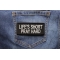 Life's Short Pray Hard Patch shown on jeans