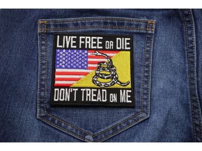 Live Free Or Die Don't Tread On Me Gadsden American Flag Patch | Embroidered Patches