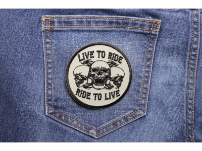 Live To Ride Ride To Live Three Skulls Patch - Skull Patches