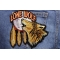 Lone Wolf Howling At The Moon 6 Inch Patch shown on jeans