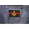 Masonic Thin Red Line For Firefighters Patch | Embroidered Patches Masonic Thin Red Line For Fire Fighters Iron on Patch shown on jeans