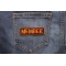 Member Patch 3.5 Inch Orange shown on jeans