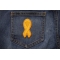 Orange Leukemia Awareness Ribbon Patch shown on jeans