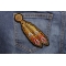 Orange Feathers Patch | Embroidered Patches Orange Feathers Patch shown on jeans