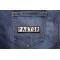 Pastor Patch Black On White shown on jeans
