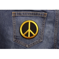 Peace Sign Patch  Yellow On Black