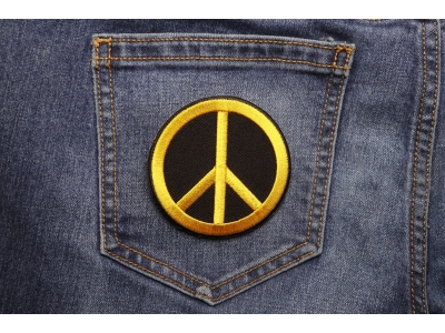 Peace Sign Patch  Yellow On Black