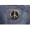 Peace Sign Patch Gray On Black Peace Sign Novelty Iron on Patch Gray On Black shown on jeans