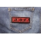 Proud Member Of Peta Funny Iron on Patch shown on jeans