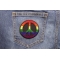 Rainbow Peace Patch Rainbow Peace Novelty Iron on Patch shown on jeans