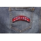 Rebel Flag Rocker Patch shown on jeans