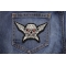 Robot Skull Small Patch Robot Skull Patch shown on jeans