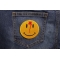 Shot Smiley Patch | Embroidered Patches Shot Smiley Funny Iron on Patch shown on jeans