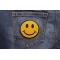 Smiley Face Patch | Embroidered Patches Smiley Face Funny Iron on Patch shown on jeans