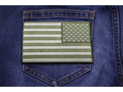 Subdued Green American REVERSED Flag Patch