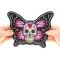 Sugar Skull Butterfly Large Patch Butterfly Skull Patch, Large Skull Patches for Biker Jackets shown on hand for size comparison