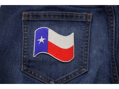 Texas Waving Flag White Border Patch | Embroidered Patches
