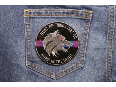 Thin Blue Line Bump In The Night Wolf Patch | Embroidered Patches