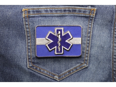 Thin White Line Blue Star Of Life Patch For EMS | Embroidered EMT Patches