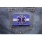 Thin White Line Blue Star Of Life Patch For EMS | Embroidered EMT Patches Thin White Line Blue Star Of Life Iron on Patch For EMS shown on jeans