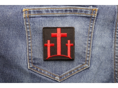 Three Crosses In Red Patch | Embroidered Patches