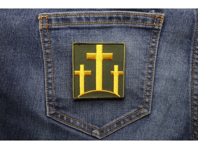 Three Crosses In Yellow Patch | Embroidered Patches