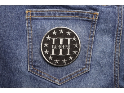Three Percenter Oathkeeper Round Patch Gray | Embroidered Patches