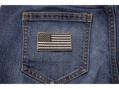 US Flag Patch Black And Gray 2.5 Inch