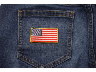 US Flag Patch Gold Border 2.5 Inch
