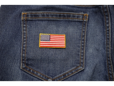 US Flag Patch Gold Border 2 Inch