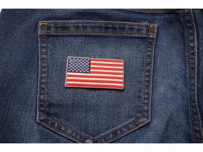 US Flag Patch Silver Border 2.5 Inch