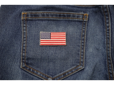 US Flag Patch Silver Border 2 Inch