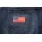 US Flag Patch White Border 2.5 Inches US Flag Patch White Border 2.5 Inches shown on jeans