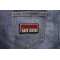 Warning I Have Issues Funny Iron on Patch shown on jeans