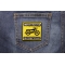 Watch Out For Motorcycles Iron on Biker Patch shown on jeans