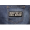 Whiskey Bent and Hell Bound Patch Whiskey Bent and Hell Bound Funny Iron on Patch shown on jeans
