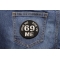 Wine Me Dine Me 69 Me Patch shown on jeans
