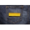Yellow Name Tag Blank Patch shown on jeans