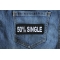 50 Percent Single Funny Iron on Patch shown on jeans