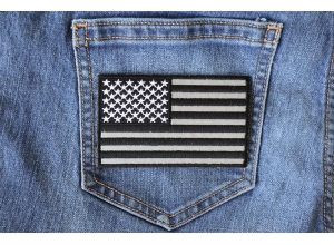 American Flag Black And Reflective 4 Inch Patch | Embroidered Patches
