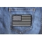 American Flag Black And Reflective 4 Inch Patch | Embroidered Patches American Flag Black and Reflective 4 Inch Patch shown on jeans