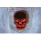 Red Skull Patch shown on jeans