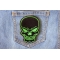 Green Skull Patch shown on jeans